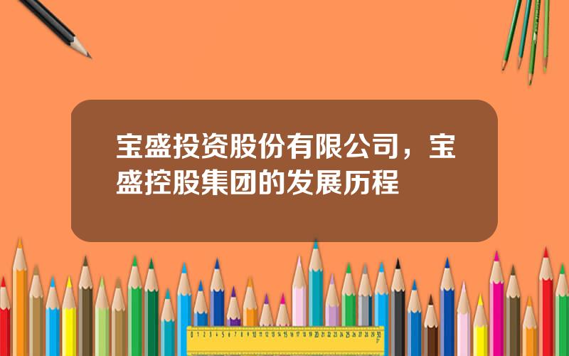 宝盛投资股份有限公司，宝盛控股集团的发展历程