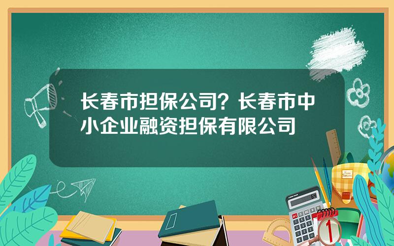 长春市担保公司？长春市中小企业融资担保有限公司